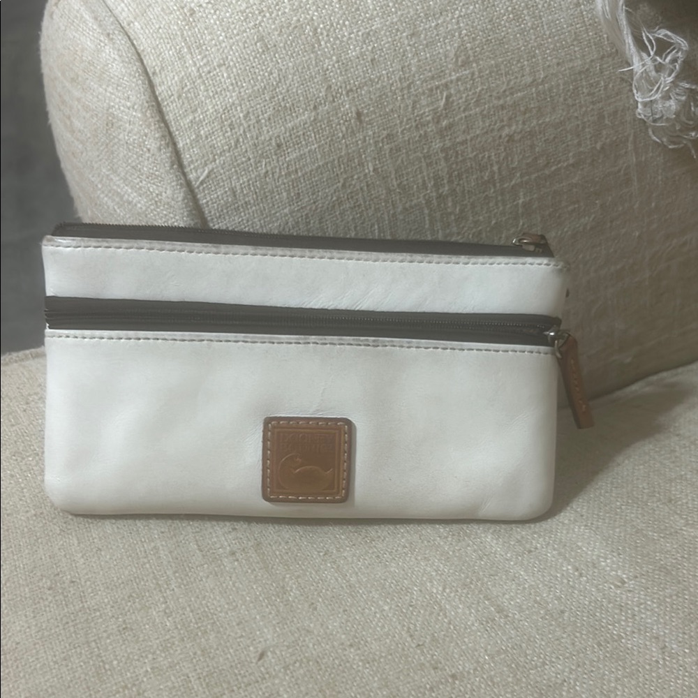 Dooney & Bourke White and Tan Clutch